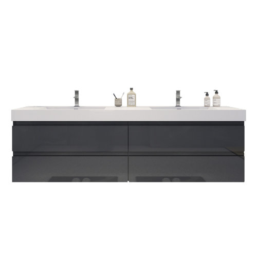 Latitude Run® Carnley 84" WallMounted Double Bathroom Vanity Set